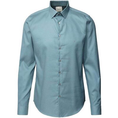 Calvin Klein ανδρικό πουκάμισο structured με κεντημένο monogram Slim Fit - K10K113848 Γκρι Γαλάζιο 44 Calvin Klein ανδρικό πουκάμισο structured με κεντημένο monogram Slim Fit - K10K113848 Γκρι Γαλάζιο 44