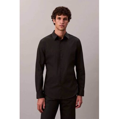 Calvin Klein ανδρικό πουκάμισο με κεντημένο monogram Slim Fit - LV04LB145GA Μαύρο XL Calvin Klein ανδρικό πουκάμισο με κεντημένο monogram Slim Fit - LV04LB145GA Μαύρο XL