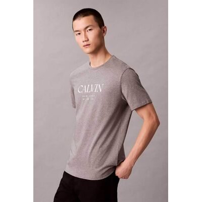 Calvin Klein ανδρικό T-shirt με logo print Regular Fit - LV04RE807G Γκρι M Calvin Klein ανδρικό T-shirt με logo print Regular Fit - LV04RE807G Γκρι M