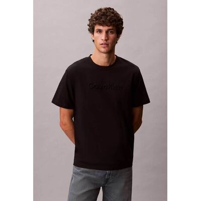 Calvin Klein ανδρικό T-shirt με ανάγλυφο λογότυπο - LV04LF811G Μαύρο S Calvin Klein ανδρικό T-shirt με ανάγλυφο λογότυπο - LV04LF811G Μαύρο S