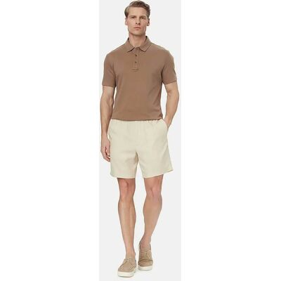Calvin Klein ανδρικό σορτς με λινό Straight fit - LV04LF620G Μπεζ L Calvin Klein ανδρικό σορτς με λινό Straight fit - LV04LF620G Μπεζ L