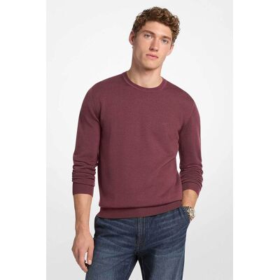 Michael Kors ανδρικό μάλλινο πουλόβερ με κεντημένο monogram Regular Fit - CF460F77AP Μπορντό XXL Michael Kors ανδρικό μάλλινο πουλόβερ με κεντημένο monogram Regular Fit - CF460F77AP Μπορντό XXL