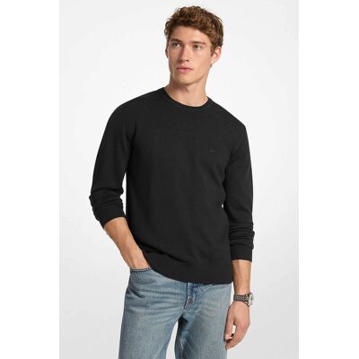 Michael Kors ανδρικό μάλλινο πουλόβερ με κεντημένο monogram - CF460F77AP Μαύρο M Michael Kors ανδρικό μάλλινο πουλόβερ με κεντημένο monogram - CF460F77AP Μαύρο M
