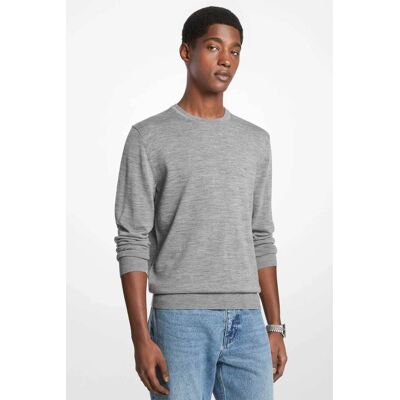 Michael Kors ανδρικό μάλλινο πουλόβερ με κεντημένο monogram Regular Fit - CF460F77AP Γκρι S Michael Kors ανδρικό μάλλινο πουλόβερ με κεντημένο monogram Regular Fit - CF460F77AP Γκρι S