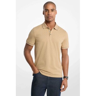 Michael Kors ανδρική μπλούζα πόλο με all-over monogram Regular Fit - CS650V848T Μπεζ M Michael Kors ανδρική μπλούζα πόλο με all-over monogram Regular Fit - CS650V848T Μπεζ M