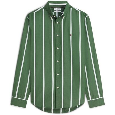 Tommy Hilfiger ανδρικό πουκάμισο poplin button down με ριγέ σχέδιο και κεντημένο λογότυπο Regular Fit - MW0MW43304 Πράσινο L Tommy Hilfiger ανδρικό πουκάμισο poplin button down με ριγέ σχέδιο και κεντημένο λογότυπο Regular Fit - MW0MW43304 Πράσινο L