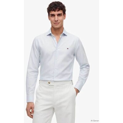 Tommy Hilfiger ανδρικό πουκάμισο με κεντημένο λογότυπο Slim Fit - MW0MW43747 Μπλε Ανοιχτό 44 Tommy Hilfiger ανδρικό πουκάμισο με κεντημένο λογότυπο Slim Fit - MW0MW43747 Μπλε Ανοιχτό 44