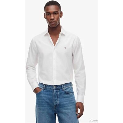 Tommy Hilfiger ανδρικό πουκάμισο με κεντημένο λογότυπο Slim Fit - MW0MW43749 Λευκό 45 Tommy Hilfiger ανδρικό πουκάμισο με κεντημένο λογότυπο Slim Fit - MW0MW43749 Λευκό 45