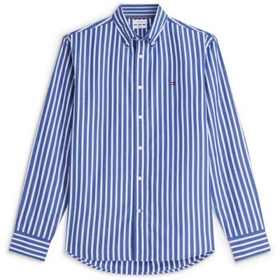 Tommy Hilfiger ανδρικό πουκάμισο poplin button down με ριγέ σχέδιο και κεντημένο λογότυπο Regular Fit - MW0MW43315 Μπλε M Tommy Hilfiger ανδρικό πουκάμισο poplin button down με ριγέ σχέδιο και κεντημένο λογότυπο Regular Fit - MW0MW43315 Μπλε M