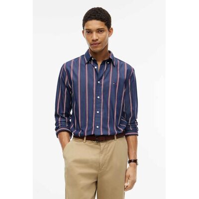 Tommy Hilfiger ανδρικό πουκάμισο poplin button down με ριγέ σχέδιο και κεντημένο λογότυπο Regular Fit - MW0MW44588 Μπλε Navy XXL Tommy Hilfiger ανδρικό πουκάμισο poplin button down με ριγέ σχέδιο και κεντημένο λογότυπο Regular Fit - MW0MW44588 Μπλε Navy XXL
