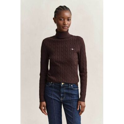 Gant γυναικεία πλεκτή μπλούζα ζιβάγκο με cable knit pattern και κεντημένο λογότυπο Slim Fit - 4800102 Καφέ Σκούρο S Gant γυναικεία πλεκτή μπλούζα ζιβάγκο με cable knit pattern και κεντημένο λογότυπο Slim Fit - 4800102 Καφέ Σκούρο S