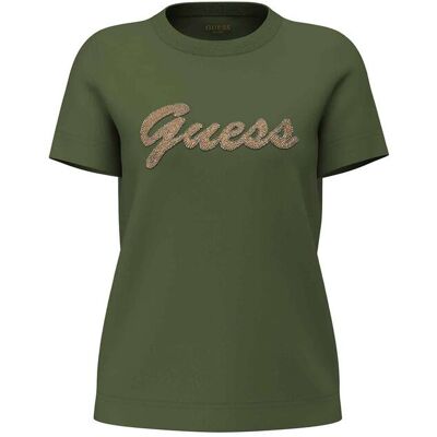 Guess γυναικείο T-shirt με λογότυπο από χάντρες Regular Fit - W6YI29K4348 Λαδί S Guess γυναικείο T-shirt με λογότυπο από χάντρες Regular Fit - W6YI29K4348 Λαδί S