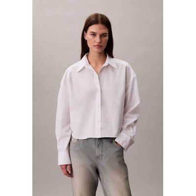 Calvin Klein γυναικείο πουκάμισο Relaxed Cropped - LV044E170G Λευκό S Calvin Klein γυναικείο πουκάμισο Relaxed Cropped - LV044E170G Λευκό S
