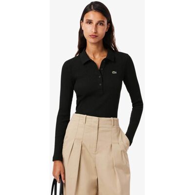 Lacoste γυναικεία μπλούζα πόλο πικέ μακρυμάνικη με κεντημένο λογότυπο Slim Fit - DF5281-00 Μαύρο 40 Lacoste γυναικεία μπλούζα πόλο πικέ μακρυμάνικη με κεντημένο λογότυπο Slim Fit - DF5281-00 Μαύρο 40
