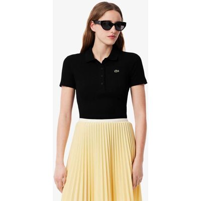 Lacoste γυναικεία μπλούζα πόλο ribbed με κεντημένο λογότυπο Slim Fit - DF5377 Μαύρο 42 Lacoste γυναικεία μπλούζα πόλο ribbed με κεντημένο λογότυπο Slim Fit - DF5377 Μαύρο 42