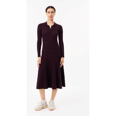 Lacoste γυναικείο μάλλινο midi φόρεμα ribbed με κεντημένο tone-on-tone λογότυπο - EF2612-00 Μπορντό 38 Lacoste γυναικείο μάλλινο midi φόρεμα ribbed με κεντημένο tone-on-tone λογότυπο - EF2612-00 Μπορντό 38