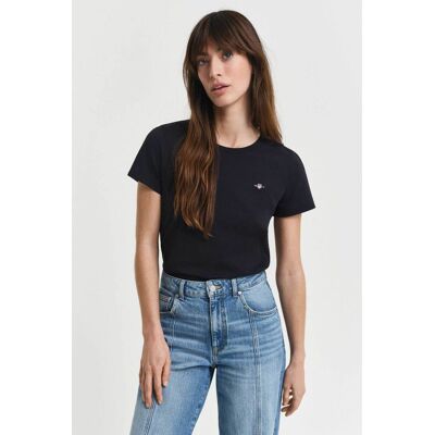 Gant γυναικείο T-shirt μονόχρωμο με κεντημένο λογότυπο Regular Fit - 4200200 Μαύρο M Gant γυναικείο T-shirt μονόχρωμο με κεντημένο λογότυπο Regular Fit - 4200200 Μαύρο M