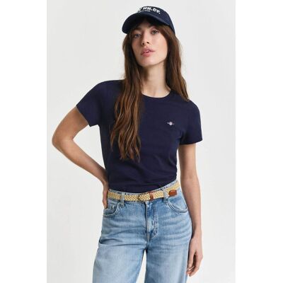 Gant γυναικείο T-shirt μονόχρωμο με κεντημένο λογότυπο Regular Fit - 4200200 Μπλε Σκούρο M Gant γυναικείο T-shirt μονόχρωμο με κεντημένο λογότυπο Regular Fit - 4200200 Μπλε Σκούρο M