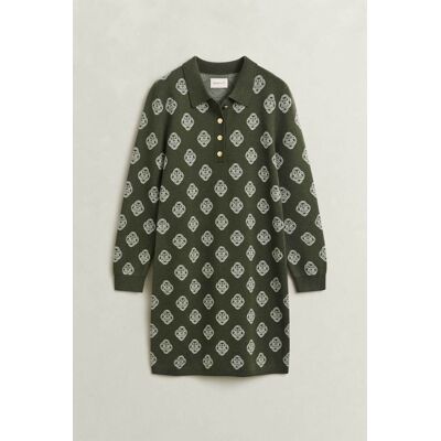Gant γυναικείο μάλλινο mini φόρεμα πόλο με all-over monogram pattern Regular Fit - 4502113 Χακί Nivo M Gant γυναικείο μάλλινο mini φόρεμα πόλο με all-over monogram pattern Regular Fit - 4502113 Χακί Nivo M