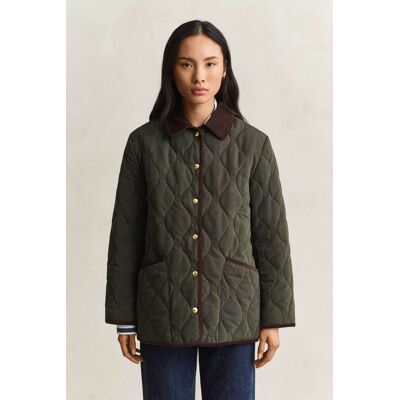 Gant γυναικείο jacket με καπιτονέ σχέδιο, all-over monogram pattern και κοτλέ trims Relaxed Fit - 4700434 Χακί L Gant γυναικείο jacket με καπιτονέ σχέδιο, all-over monogram pattern και κοτλέ trims Relaxed Fit - 4700434 Χακί L