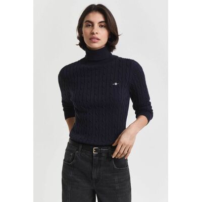 Gant γυναικεία πλεκτή μπλούζα ζιβάγκο με cable knit pattern και κεντημένο λογότυπο Slim Fit - 4800102 Μπλε Σκούρο L Gant γυναικεία πλεκτή μπλούζα ζιβάγκο με cable knit pattern και κεντημένο λογότυπο Slim Fit - 4800102 Μπλε Σκούρο L