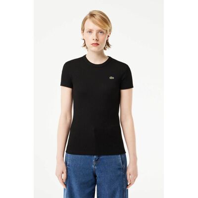Lacoste γυναικείο T-shirt ribbed με κεντημένο λογότυπο Slim Fit - TF5538 Μαύρο 40 Lacoste γυναικείο T-shirt ribbed με κεντημένο λογότυπο Slim Fit - TF5538 Μαύρο 40