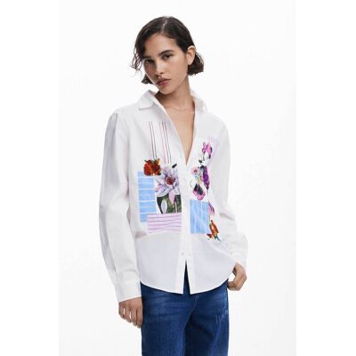 Desigual γυναικείo πουκάμισο με print "Flowers Minnie" - 25SWCW24 Λευκό M Desigual γυναικείo πουκάμισο με print "Flowers Minnie" - 25SWCW24 Λευκό M