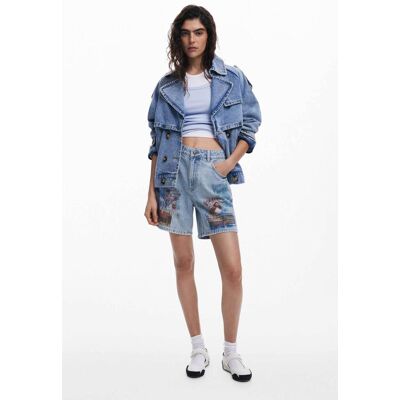 Desigual γυναικεία τζιν βερμούδα με ethnic print "Inidan" - 25SWDD24 Γαλάζιο 38 Desigual γυναικεία τζιν βερμούδα με ethnic print "Inidan" - 25SWDD24 Γαλάζιο 38