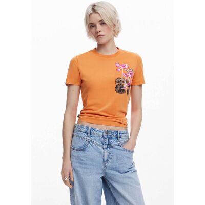 Desigual γυναικείο T-shirt με floral print "Botanical" - 25SWTK48 Πορτοκαλί S Desigual γυναικείο T-shirt με floral print "Botanical" - 25SWTK48 Πορτοκαλί S