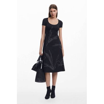 Desigual γυναικείο φόρεμα midi με print "Bucarest" - 25SWVK03 Μαύρο L Desigual γυναικείο φόρεμα midi με print "Bucarest" - 25SWVK03 Μαύρο L