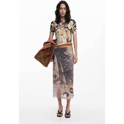 Desigual γυναικεία midi φούστα με all-over print Straight Fit "Collage" - 25WWFK05 Ανθρακί M Desigual γυναικεία midi φούστα με all-over print Straight Fit "Collage" - 25WWFK05 Ανθρακί M