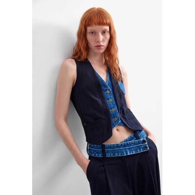 Desigual γυναικείο denim γιλέκο με διπλό πέτο "Diplo" - 26WWEW15 Μπλε L Desigual γυναικείο denim γιλέκο με διπλό πέτο "Diplo" - 26WWEW15 Μπλε L