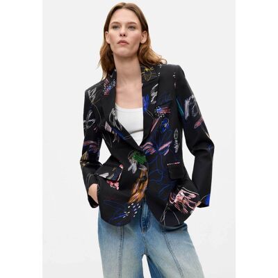 Desigual γυναικείο σακάκι με πολύχρωμο floral σχέδιο "Nina" - 26WWEW47 Μαύρο M Desigual γυναικείο σακάκι με πολύχρωμο floral σχέδιο "Nina" - 26WWEW47 Μαύρο M