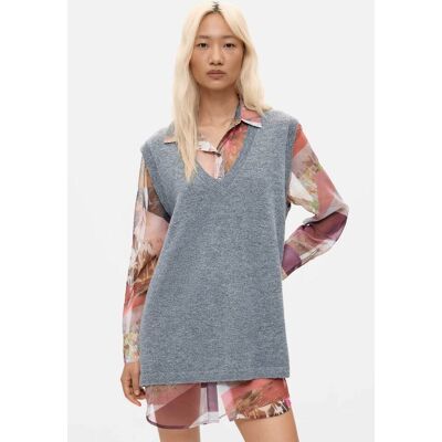 Desigual γυναικείο σετ φόρεμα σεμιζιέ και πλεκτό αμάνικο "Nantes" - 26WWVW27 Γκρι M Desigual γυναικείο σετ φόρεμα σεμιζιέ και πλεκτό αμάνικο "Nantes" - 26WWVW27 Γκρι M
