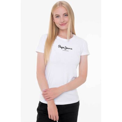 Pepe Jeans γυναικείο T-shirt μονόχρωμο με logo print - PL505202 Λευκό XL Pepe Jeans γυναικείο T-shirt μονόχρωμο με logo print - PL505202 Λευκό XL