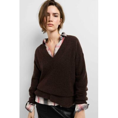 Pepe Jeans γυναικείο πουλόβερ με V Regular Fit "Ashley" - PL7000218 Καφέ Σκούρο L Pepe Jeans γυναικείο πουλόβερ με V Regular Fit "Ashley" - PL7000218 Καφέ Σκούρο L