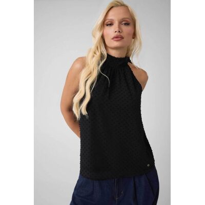 Guess γυναικεία αμάνικη μπλούζα με ανάγλυφα dots Regular Fit "Ginevra" - W6YH40W2970 Μαύρο XL Guess γυναικεία αμάνικη μπλούζα με ανάγλυφα dots Regular Fit "Ginevra" - W6YH40W2970 Μαύρο XL