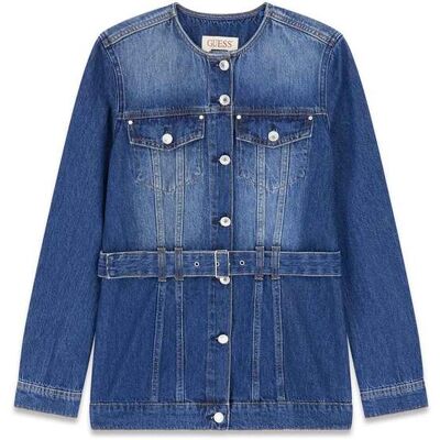 Guess γυναικείο denim jacket με ζώνη Regular Fit "Yuna" - W6YN04D1342 Denim Blue L Guess γυναικείο denim jacket με ζώνη Regular Fit "Yuna" - W6YN04D1342 Denim Blue L