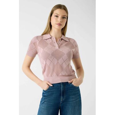 Guess γυναικεία πλεκτή μπλούζα πόλο με argyle pattern Regular Fit "Melody" - W6YR17Z0958 Ροζ L Guess γυναικεία πλεκτή μπλούζα πόλο με argyle pattern Regular Fit "Melody" - W6YR17Z0958 Ροζ L