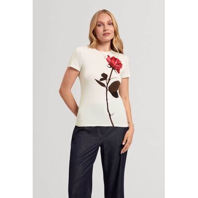 Ted Baker γυναικείο T-shirt με floral print "Jeneli" - 285672 Εκρού 44 Ted Baker γυναικείο T-shirt με floral print "Jeneli" - 285672 Εκρού 44