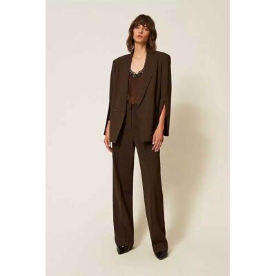 Twinset γυναικείο παντελόνι Wide Leg - 262TP268G Καφέ 42 Twinset γυναικείο παντελόνι Wide Leg - 262TP268G Καφέ 42