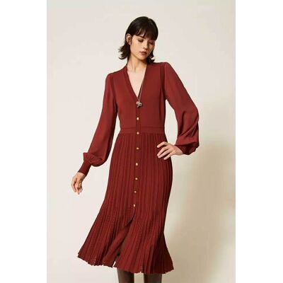 Twinset γυναικείο midi φόρεμα πλεκτό - 262TP3082 Μπορντό L Twinset γυναικείο midi φόρεμα πλεκτό - 262TP3082 Μπορντό L