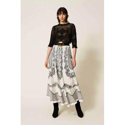 Twinset γυναικεία maxi φούστα με all-over floral print - 262TP267E Λευκό 46 Twinset γυναικεία maxi φούστα με all-over floral print - 262TP267E Λευκό 46