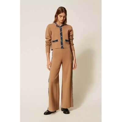 Twinset γυναικείο πλεκτό παντελόνι με denim ρέλι - 262LI3GDD Ταμπά M Twinset γυναικείο πλεκτό παντελόνι με denim ρέλι - 262LI3GDD Ταμπά M