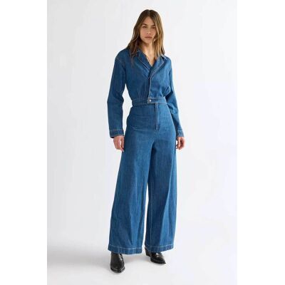 Wrangler® γυναικεία denim ολόσωμη φόρμα Relaxed Fit A-line Wide Leg "Canyon" - 112386693 Denim Blue S Wrangler® γυναικεία denim ολόσωμη φόρμα Relaxed Fit A-line Wide Leg "Canyon" - 112386693 Denim Blue S