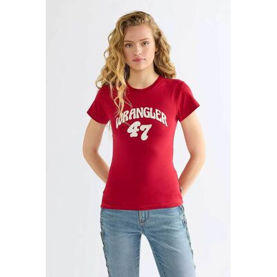 Wrangler® γυναικείο T-shirt με λογότυπο Slim Fit "Shrunken Band" - 112386843 Κόκκινο XS Wrangler® γυναικείο T-shirt με λογότυπο Slim Fit "Shrunken Band" - 112386843 Κόκκινο XS