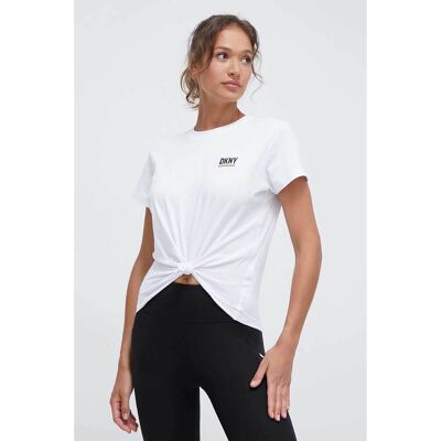 DKNY γυναικείο βαμβακερό T-shirt μονόχρωμο με contrast logo print - DP3T9660 Λευκό S DKNY γυναικείο βαμβακερό T-shirt μονόχρωμο με contrast logo print - DP3T9660 Λευκό S