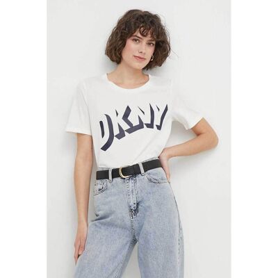 DKNY γυναικείο βαμβακερό T-shirt μονόχρωμο με 3D logo print - D2A4A0AT Λευκό S DKNY γυναικείο βαμβακερό T-shirt μονόχρωμο με 3D logo print - D2A4A0AT Λευκό S