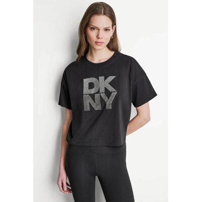 DKNY γυναικείο T-shirt με ανάγλυφο λογότυπο με στρας Relaxed Fit - DP6T1731 Μαύρο XS DKNY γυναικείο T-shirt με ανάγλυφο λογότυπο με στρας Relaxed Fit - DP6T1731 Μαύρο XS