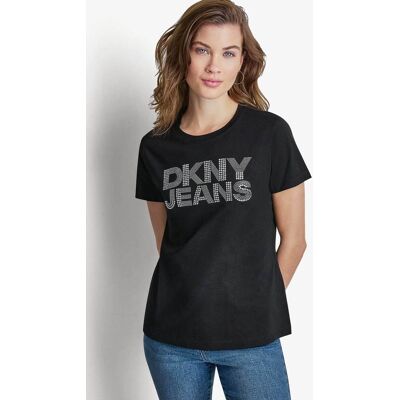 DKNY γυναικείο T-shirt με στρας στο λογότυπο Regular Fit - DJ6T1792 Μαύρο XS DKNY γυναικείο T-shirt με στρας στο λογότυπο Regular Fit - DJ6T1792 Μαύρο XS